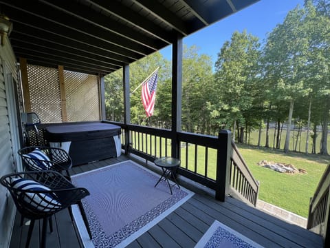 Hot tub on lower deck with a view of the water! So relaxing@