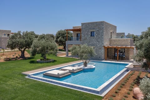 Exterior view & private Swimming pool of Fantastic 145sq.m. villa,Huge private pool,Garden,Plants,Near beach & taverns,Rethymno,Crete