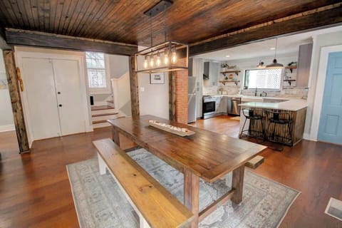 The warm, bright lighting of the dining area and accessibility to the kitchen makes sharing meals so enjoyable!