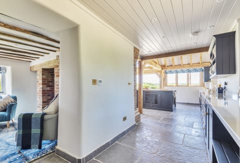 Hilltop Cottage, Wimborne: The open-plan layout of the ground floor with view through to the sitting room