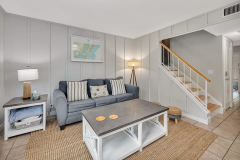 Full size sleeper sofa with coffee table on wheels for easy mobility 