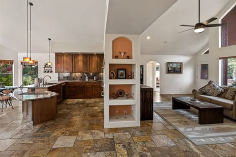 The living area extends through to the dining/kitchen area