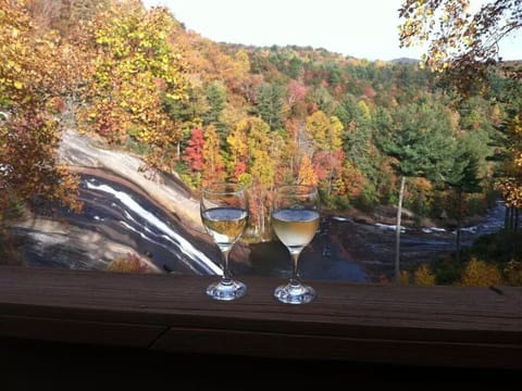Private balcony views directly above iconic Toxaway Falls