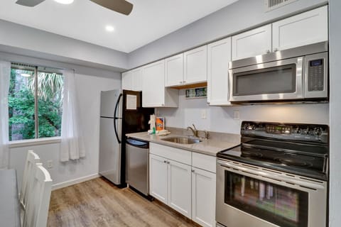 Full sized stainless steel appliances with Keurig and drip coffee pot available