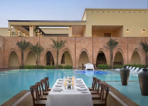 Outdoor pool, pool umbrellas