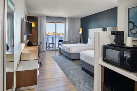 Room, 2 Queen Beds | Desk, laptop workspace, blackout drapes, iron/ironing board