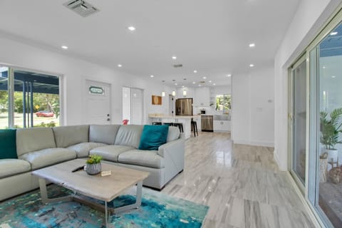 Open floor, plan, kitchen, and living area , bright and beautiful!