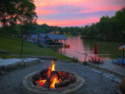 Nothing better than sitting around the bonfire looking out at the lake!