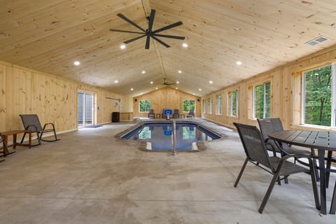 Indoor pool with seating