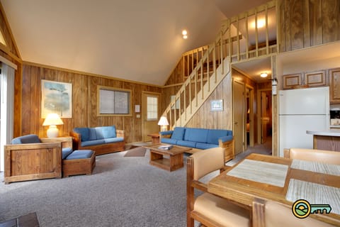 Dining room, great room, and loft stairs