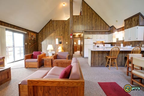Great room, kitchen and stairs to loft