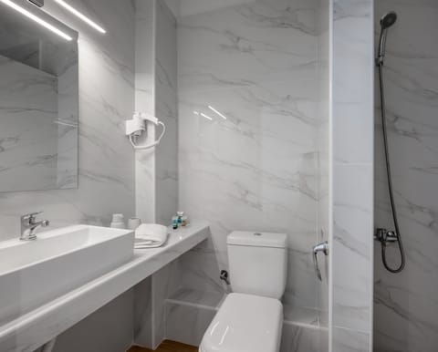 Deluxe Double Room Sea View | Ground Floor | Bathroom | Shower, hair dryer, towels, soap