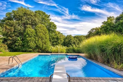 Private saltwater pool with diving board