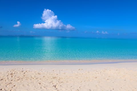 On the beach, white sand
