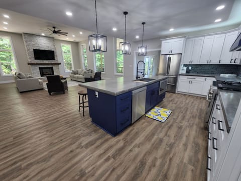 Massive kitchen and island.  