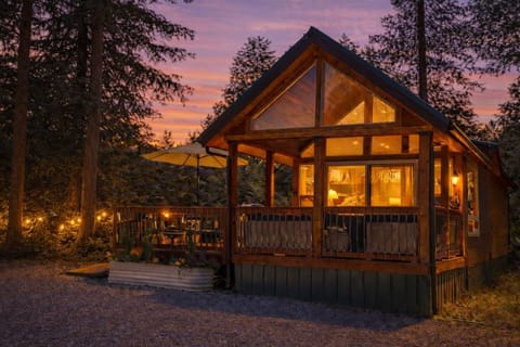 Sunset in the woods- private forest setting with covered seating