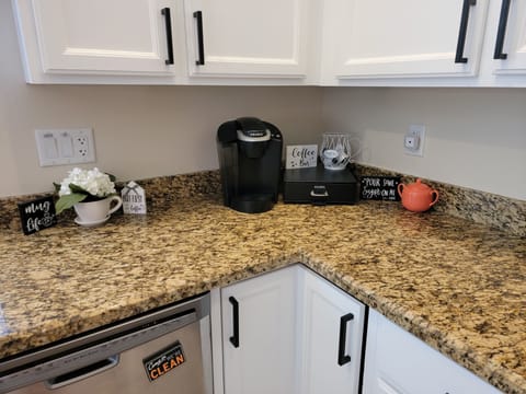 Enjoy your morning coffee with complimentary coffee pods and creamer.