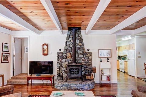 Stone surround, around the wood stove