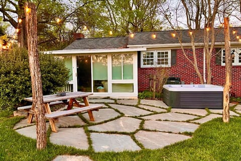 Al fresco dining among the twinkle lights. 