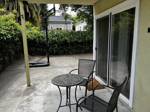 Patio area with table and chairs