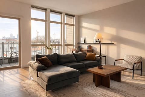 Sun-drenched living area with direct access to your private balcony