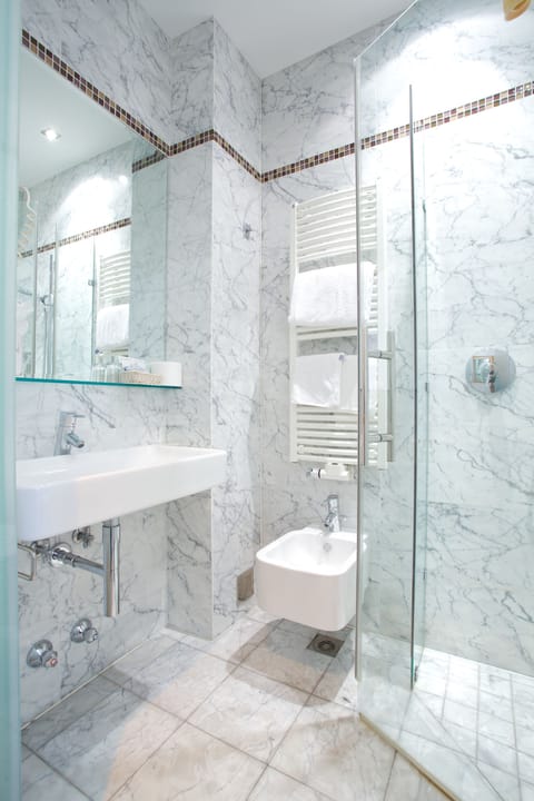 Free toiletries, hair dryer, bidet, towels