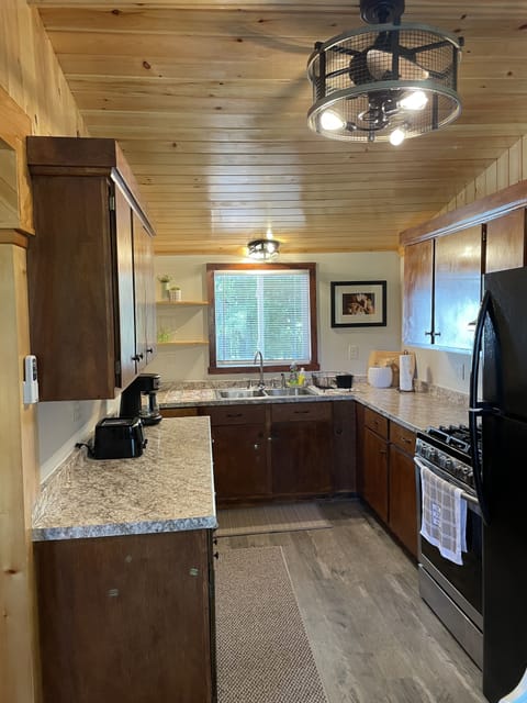 Large kitchen for preparing meals.