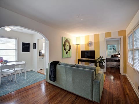 Here's your living room and dining on the left.