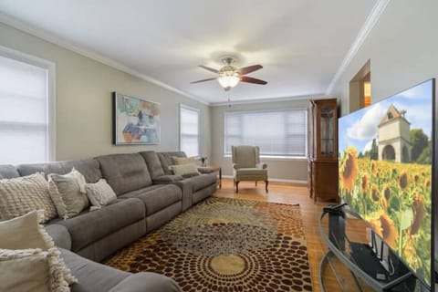 Roku tv and oversized couch in the living room!