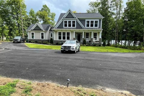 Massive parking area in front of the home.
