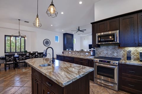 Spacious kitchen with an island.