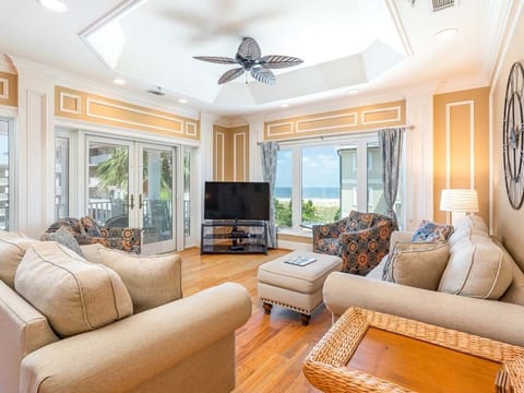 Townhome, Multiple Beds, Kitchen, Beach View | Living area | 50-inch flat-screen TV with cable channels