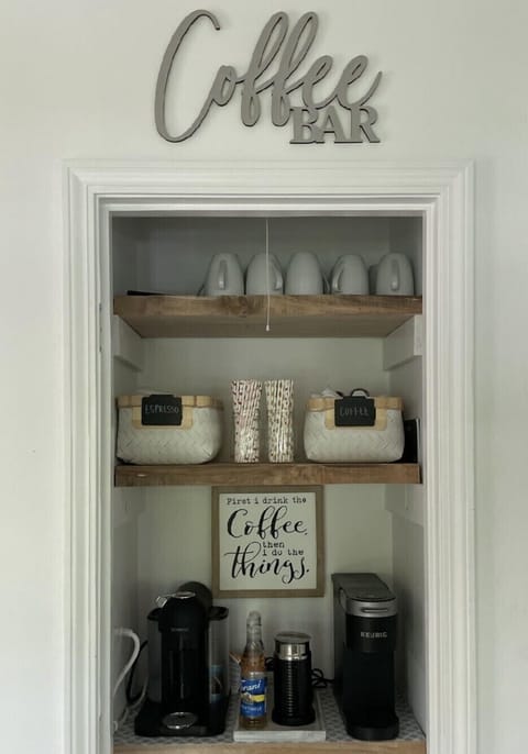 Stocked coffee & espresso bar-enjoy a morning beverage on the screened-in deck!