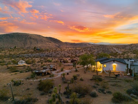 From above, it`s undeniable , a private desert compound, ancient Joshua Trees, and a sky on fire. This is Joshua Tree at its most epic.