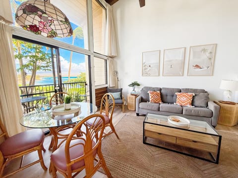 Enjoy the relaxing ocean views from the dining area and living room.