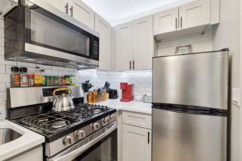 Updated kitchen with new stainless steel appliances