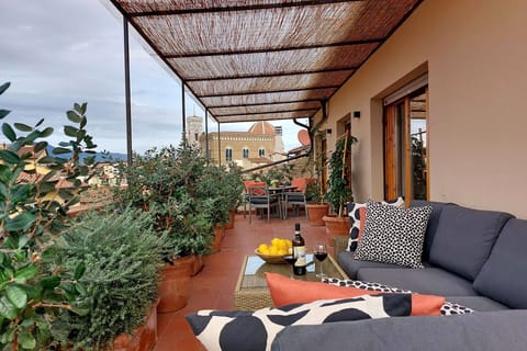 Expansive terrace with views of the Duomo at the lovely Amore apartment.