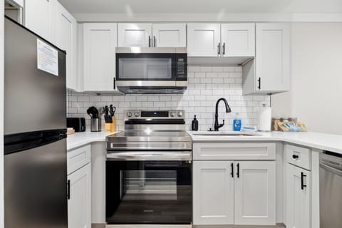 Updated kitchen with new stainless steel appliances