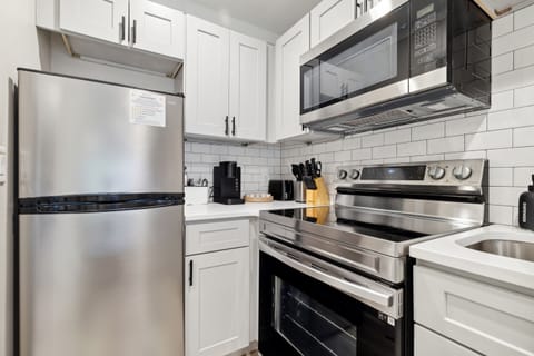 Updated kitchen with new stainless steel appliances
