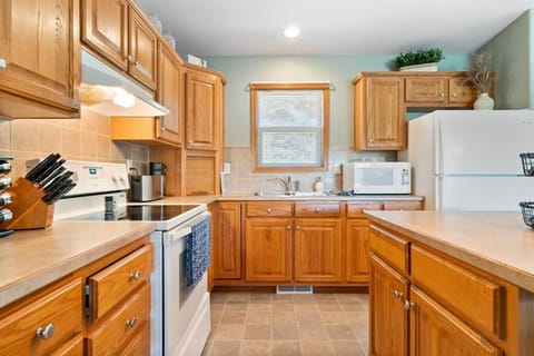 Our kitchen is fully stocked with all of the tools to cook for your whole group.