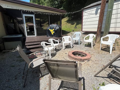 FIRE PIT, FREE WOOD, NEW GAS GRILL N FULL SIZE SWING