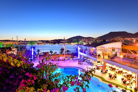 Outdoor pool, sun loungers