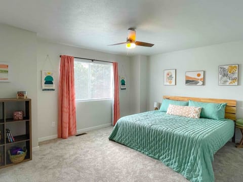 Master bedroom retreat with King bed and space for air mattress.