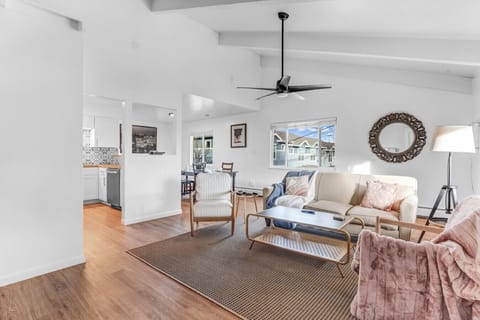 Vaulted ceilings and tons of natural light make this space feel big yet cozy