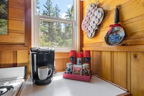 Coffee pot, Keurig and Hot Cocoa station.