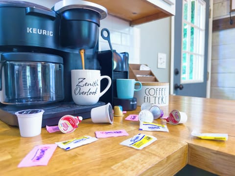 Get your morning brew at our coffee station! Keurig, drip coffee & Nespresso!