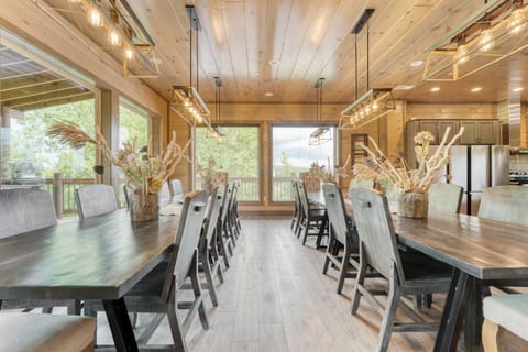 Two separate dining tables to fit a large group.