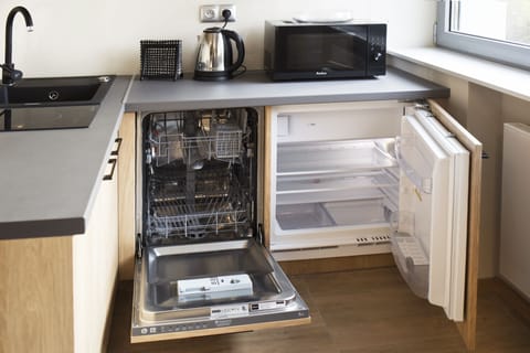 Apartment | Desk, laptop workspace, blackout drapes, soundproofing