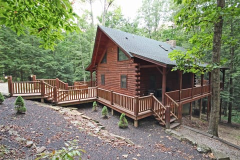 Front of Lodge, with Boardwalk and Wrap-Around Deck, looking southwest