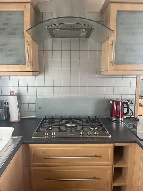 Cabin | Private kitchen | Fridge, microwave, oven, stovetop